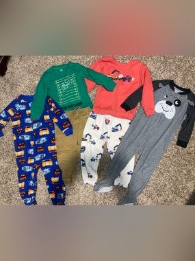 Boys 2T Bundle Onesies Matching Outfits Tractor Football Race car